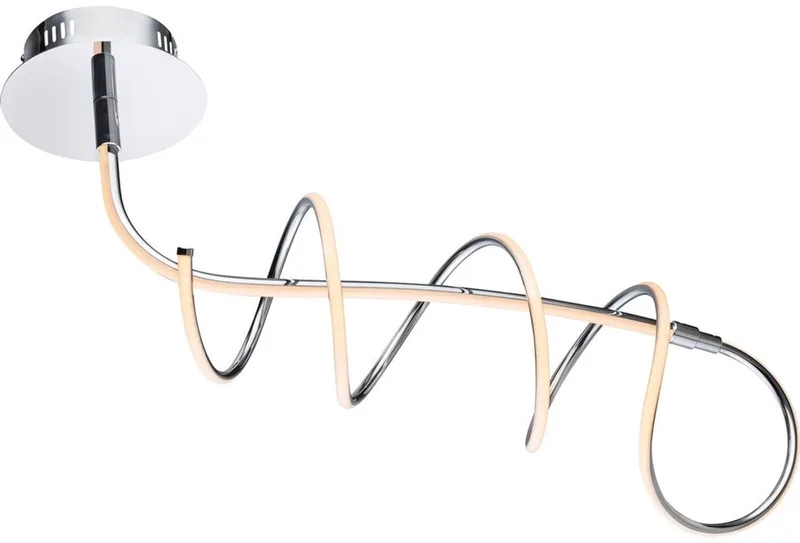 LED designlamp spiraal plafondlamp modern zilver LED design modern, opaal wit, 30W 1753Lm warm wit, LxBxH 72x19x49 cm de Globo en Chrome – photo produit