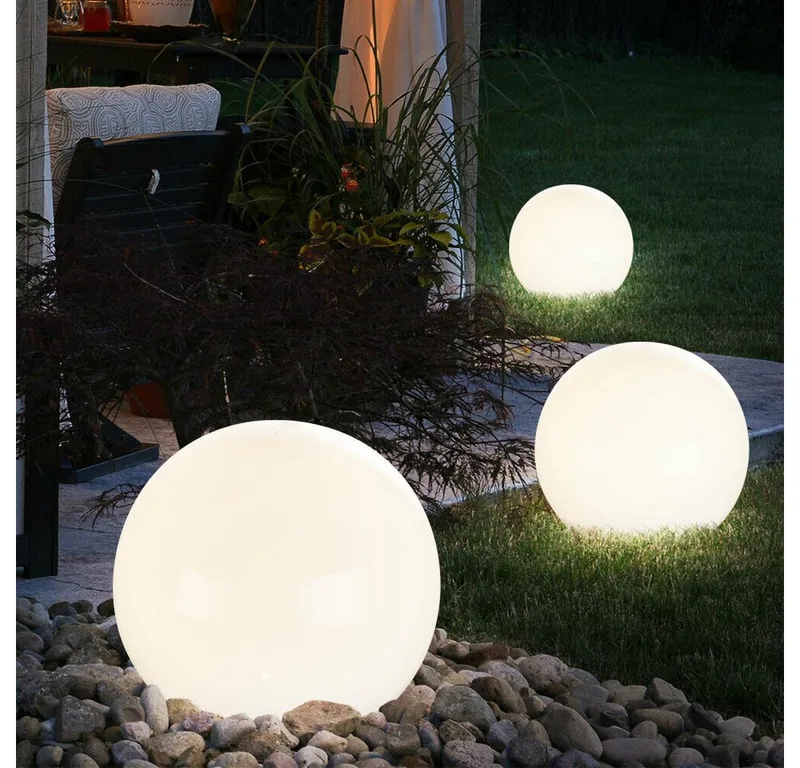LED Gartenleuchte, LED-Leuchtmittel fest verbaut, 3er Set LED Solar Außen Steck Leuchten Veranda fra Globo i Hvid – produktbillede