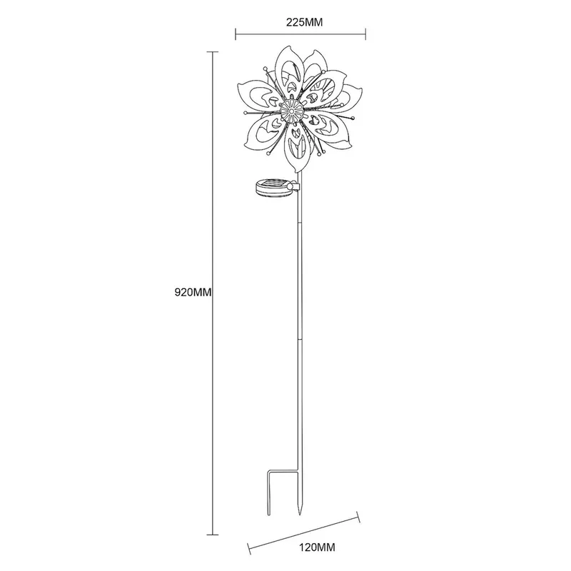 LED grondspies lamp 36571, bloem, windgong, metaal de Globo en Antiek goud, Bleu – photo produit
