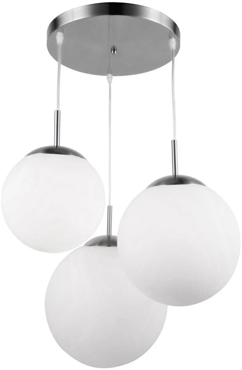 LED hanglamp 3 vlammen eettafellamp woonkamerlamp, gesatineerde glazen bollen, 3x 8W 3x 806lm warm DxH 52x80 cm de Globo en Blanc – photo produit