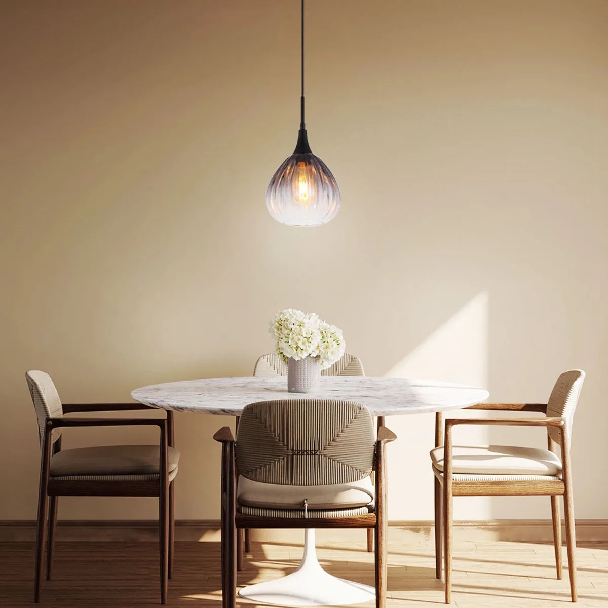LED hanglamp Hanglamp eettafel lamp gerookt glas woonkamer lamp 7W 806lm warm wit, DxH 20 x 120 cm från Globo i Svart – produktbild