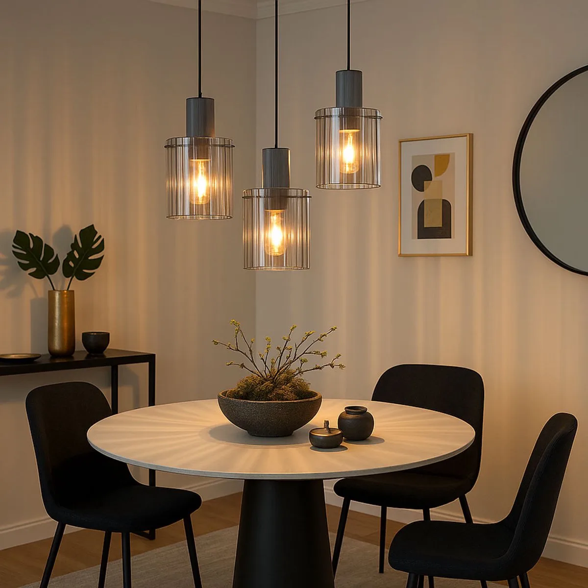 LED hanglamp Hanglamp Woonkamerlamp Hanglamp 3 vlammen gerookt glas, metaal 3x 8W 806lm warm wit, DxH 48x150 cm fra Globo i Grå – produktbillede