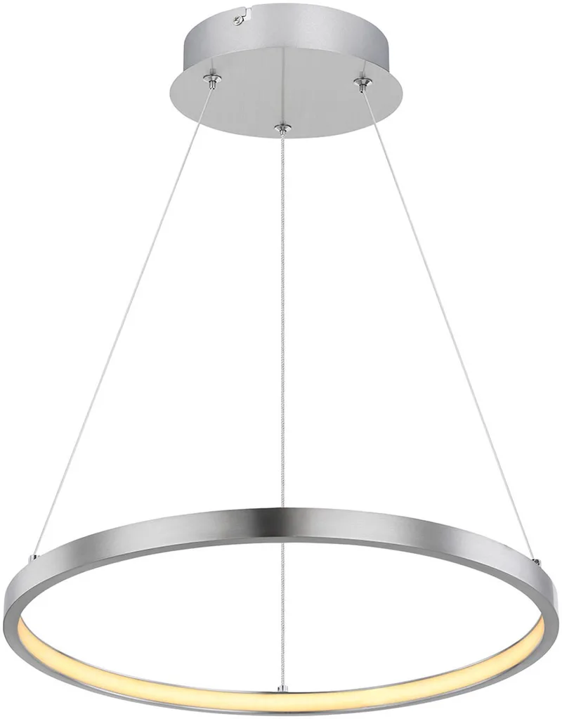 LED hanglamp met enkele ring | Ø 38,5cm | Cirkelvormige hanglamp van Globo in Nikkel – productfoto