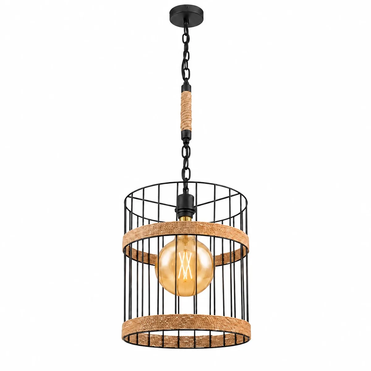 LED-hanglamp, pendellamp, eetkamerlamp, dimbaar, metaal, D 35 cm de Globo en Noir – photo produit