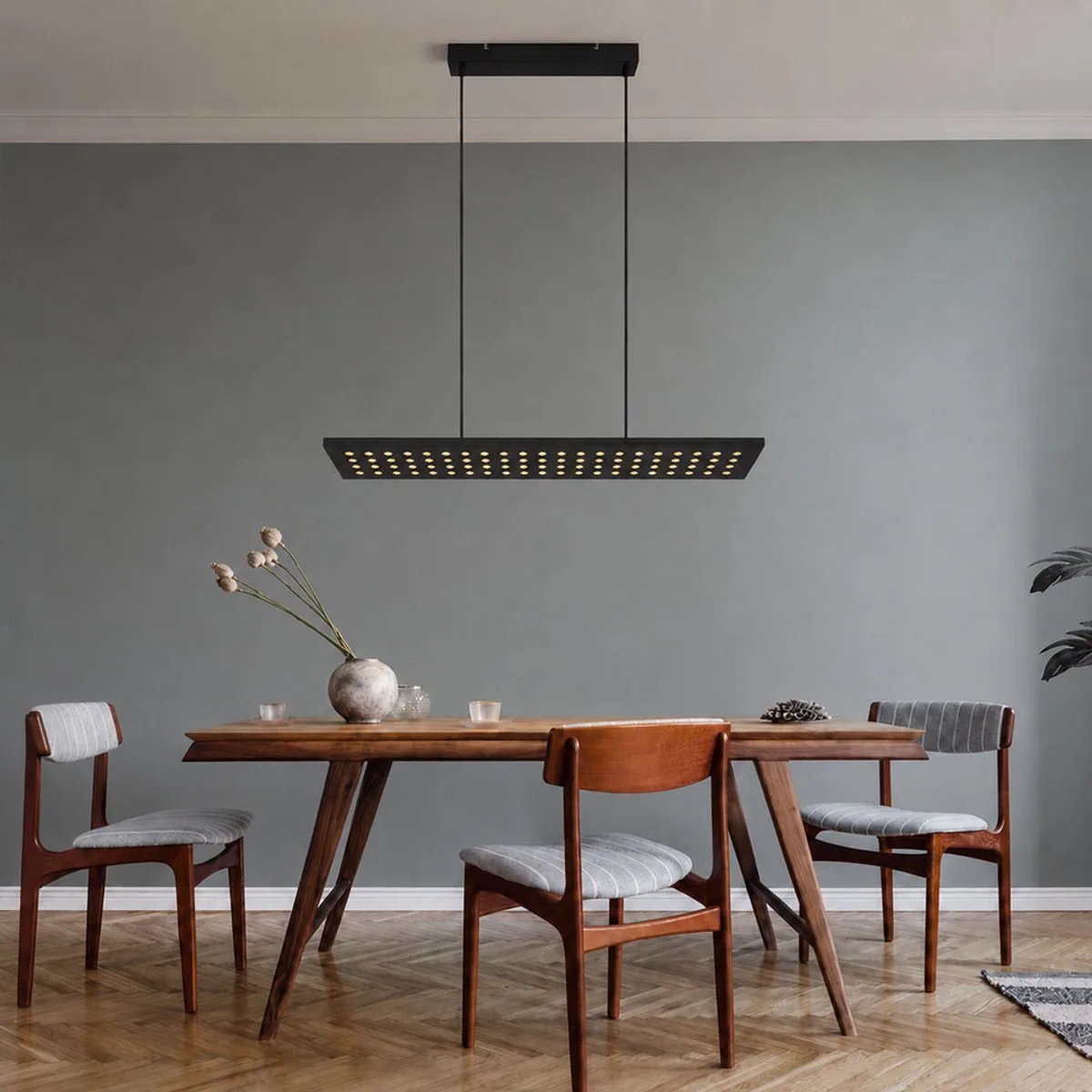 LED-hanglamp, pendellamp, eetkamerlamp, dimbaar, metaal, H 120 cm de Globo en Noir – photo produit