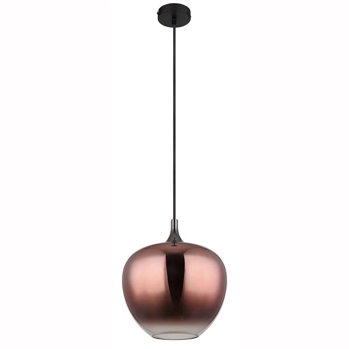 LED hanglamp retro eettafellamp glas koperen hanglamp retro eetkamerlamp zwart, E27 fitting, DxH 29x120 cm von Globo in Kupfer – Produktfoto