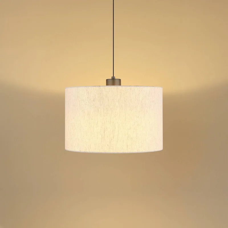 LED hanglamp Thea, crème/matzwart, linnen, Ø 35 cm de Globo en Crème, Matzwart – photo produit