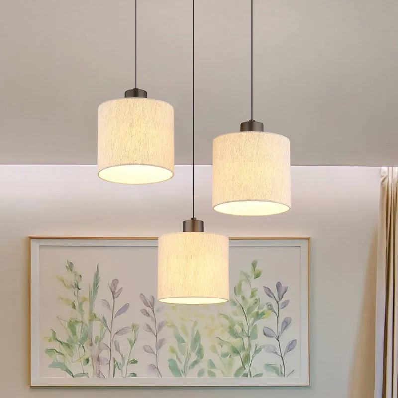 LED hanglamp Thea, Ø 49 cm, 3-lamps, crème/matzwart van Globo in Crème, Matzwart – productfoto