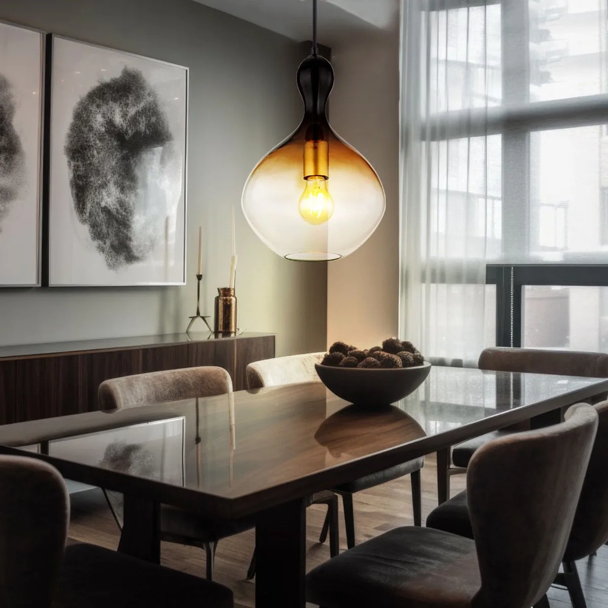 LED hanglamp woonkamerlamp modern eettafel glazen kap smoke goudkleurig, metaal, 1x 4W 320Lm warm wit, DxH 23x120 cm fra Globo i Sort – produktbillede