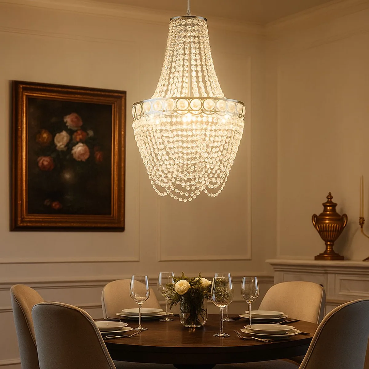 LED kristallen kroonluchter opknoping woonkamer hanglamp moderne plafondlamp kroonluchter, verchroomd helder, 3x 4W 3x 320lm warm wit, DxH 38x150 cm de Globo en Duidelijk – photo produit