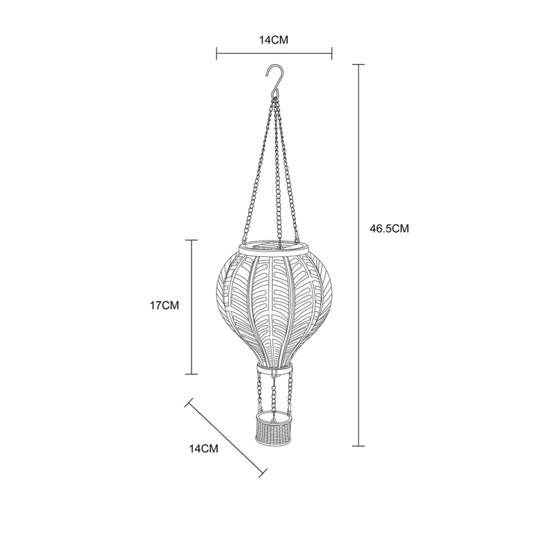 LED lamp op zonne-energie 36136B Luchtballon, kleurrijk, kunststof fra Globo i Sort, Guld, Kleurrijk – produktbillede