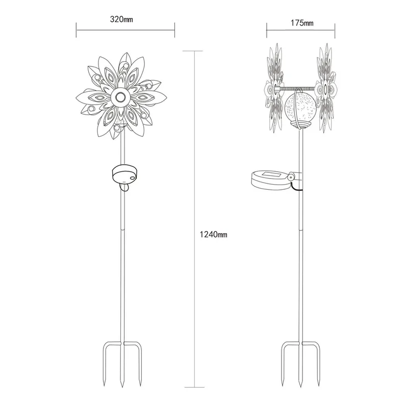LED lamp op zonne-energie 36578, grondspies, roestbruin, metaal, glas de Globo en Roest, Helder, Jaune – photo produit