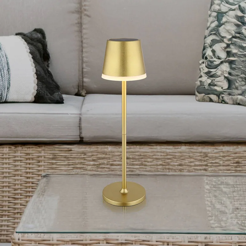 LED lamp op zonne-energie, metaal, hoogte 41 cm, IP44 de Globo en Or – photo produit