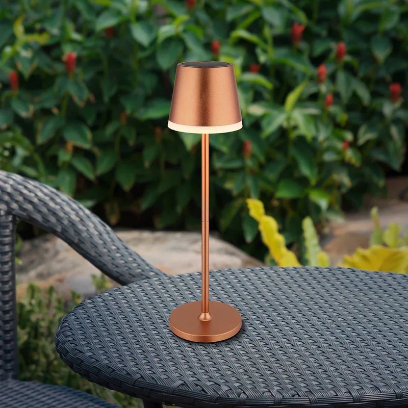 LED lamp op zonne-energie, metaal, hoogte 41 cm, IP44 de Globo en Koperkleurig – photo produit