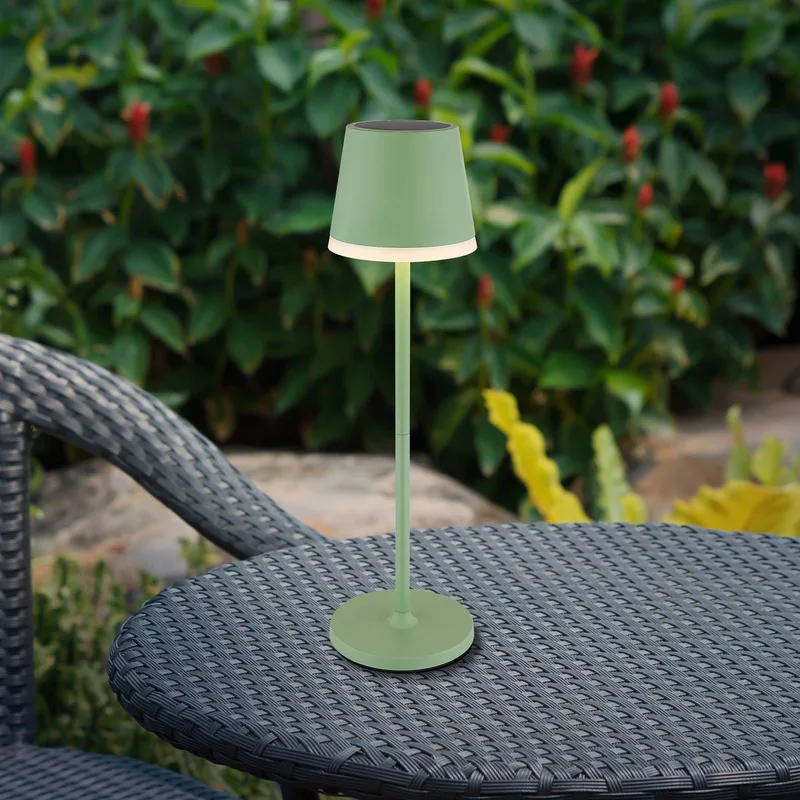 LED lamp op zonne-energie, metaal, hoogte 41 cm, IP44 de Globo en Vert clair – photo produit
