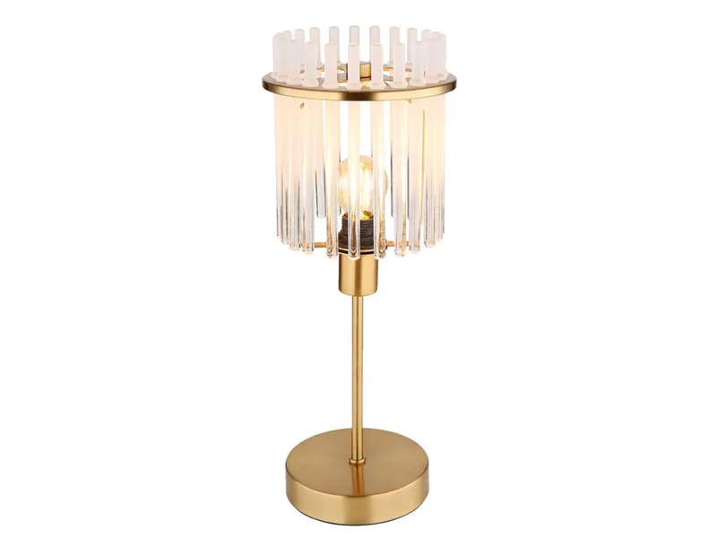 LED Nachttischlampe, Dimmfunktion, LED wechselbar, warmweiß, ausgefallen-e besondere Lampenschirm Glas Gold Fensterbank, H: 37,5cm von Globo in Gold – Produktfoto