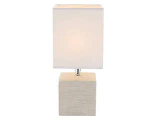 LED Nachttischlampe, LED wechselbar, warmweiß, Designklassiker Fensterlampe Fensterbank Lampenschirme Stoff Weiß 29cm von Globo in Beige, Weiß – Produktfoto 1 von 4
