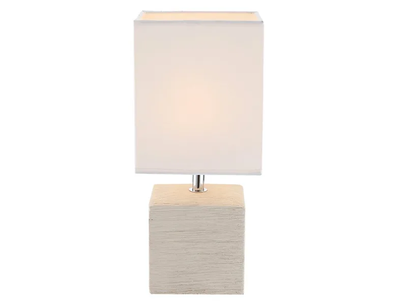 LED Nachttischlampe, LED wechselbar, warmweiß, Designklassiker Fensterlampe Fensterbank Lampenschirme Stoff Weiß 29cm von Globo in Beige, Weiß – Produktfoto 1 von 4