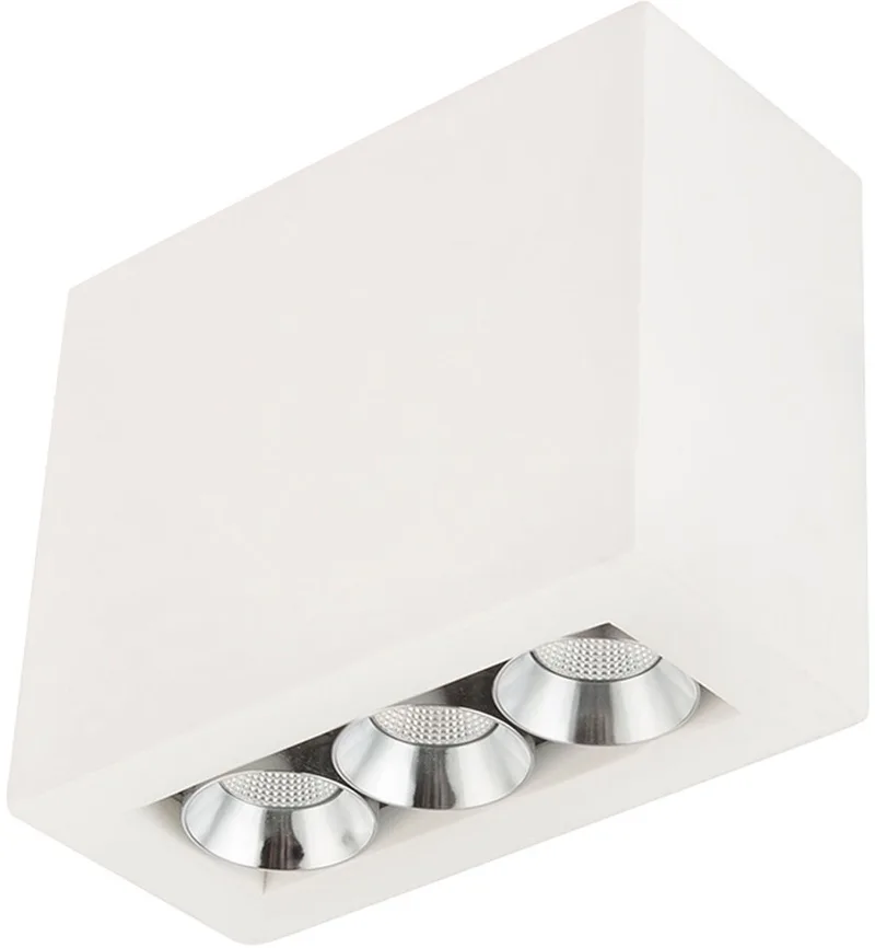 LED opbouwspot gu10 Plafondlamp gips 3 vlammen, 3x 6W 3x 440lm 3000K, LxH 12,2x10 cm de Globo en Blanc – photo produit