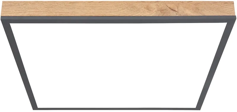 LED-paneel plafondlamp kantoorlamp plafond, houtlook grafiet, ALU MDF, 24W 1500Lm warm wit, LxBxH 45x45x6,5 cm de Globo en Marron – photo produit