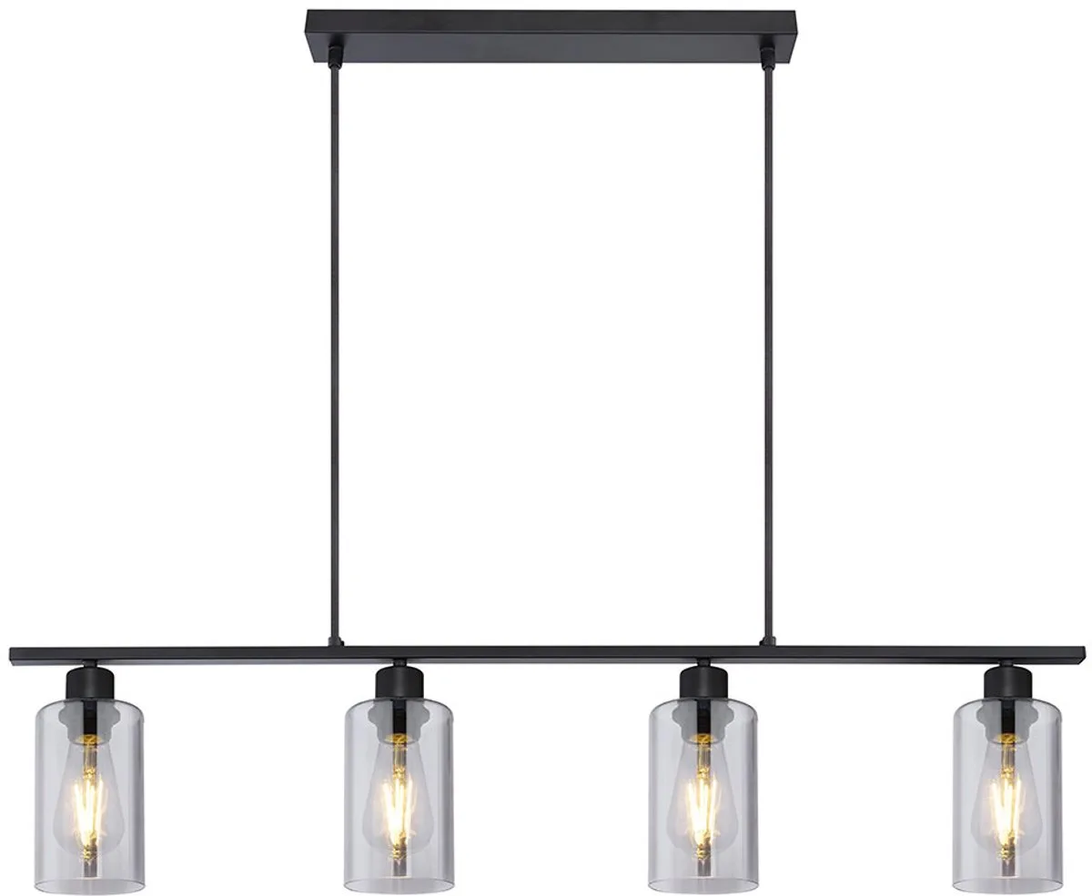 LED pendellamp gerookt glas balk eetkamerlamp glas gerookt, 4x 4W 4x 320lm warm wit, LxBxH 98x14x120 cm från Globo i Svart – produktbild