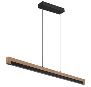 LED Pendelleuchte, LED-Leuchtmittel fest verbaut, Warmweiß, LED Pendellampe Esstischleuchte Metall Holzbalken braun H 120 cm de Globo en Noir – photo produit 5 sur 5