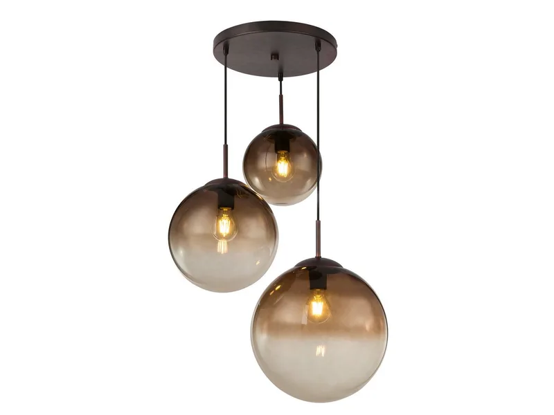 LED Pendelleuchte, LED wechselbar, warmweiß, mehrere Glas-kugeln modern Designerlampe mehrflammig Treppenhaus Ø51cm by Globo in Brown – product photo