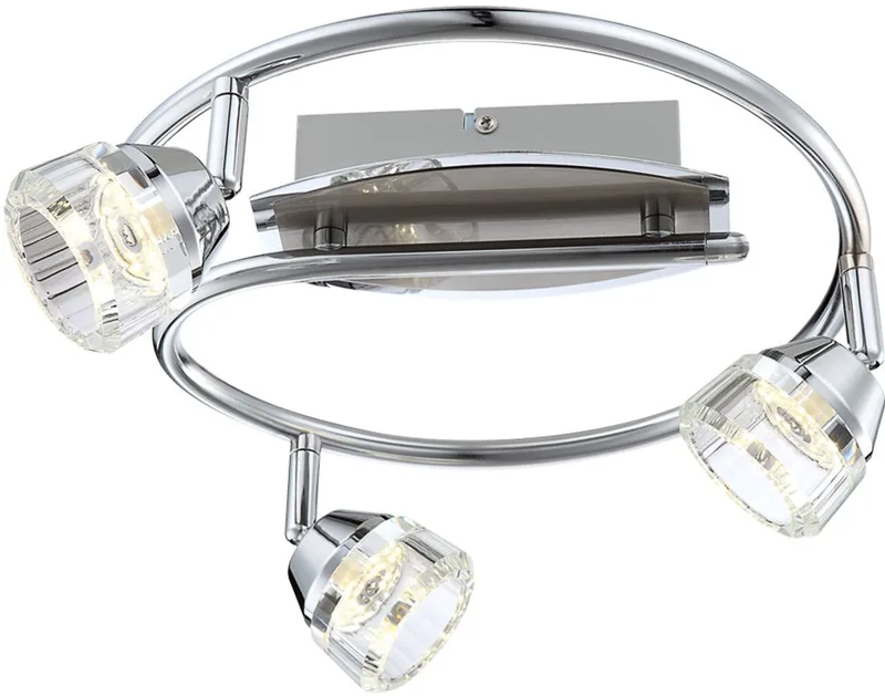 LED plafond rondel verlichting chroom woonkamer eetkamer kristal glas spot beweegbaar Globo 56179-3 von Globo in Silber – Produktfoto