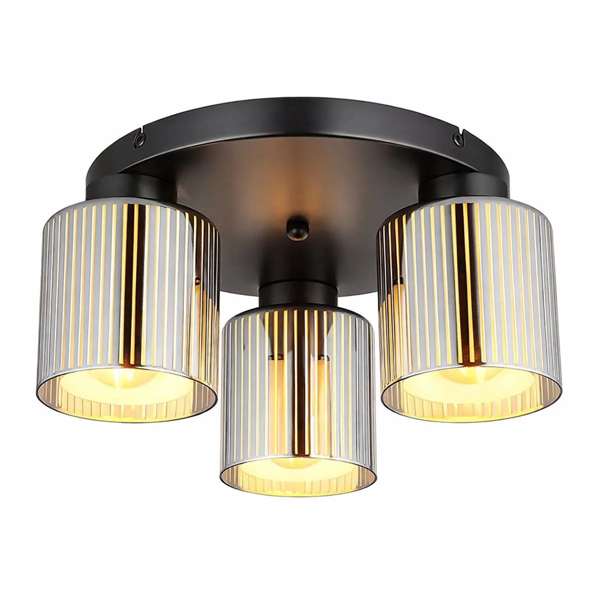 LED plafondlamp 3 vlammen woonkamerlamp glas verchroomd slaapkamerlamp, 3x 9W 3x 810lm warm wit, DxH 34,5 x 17,5 cm von Globo in Schwarz – Produktfoto