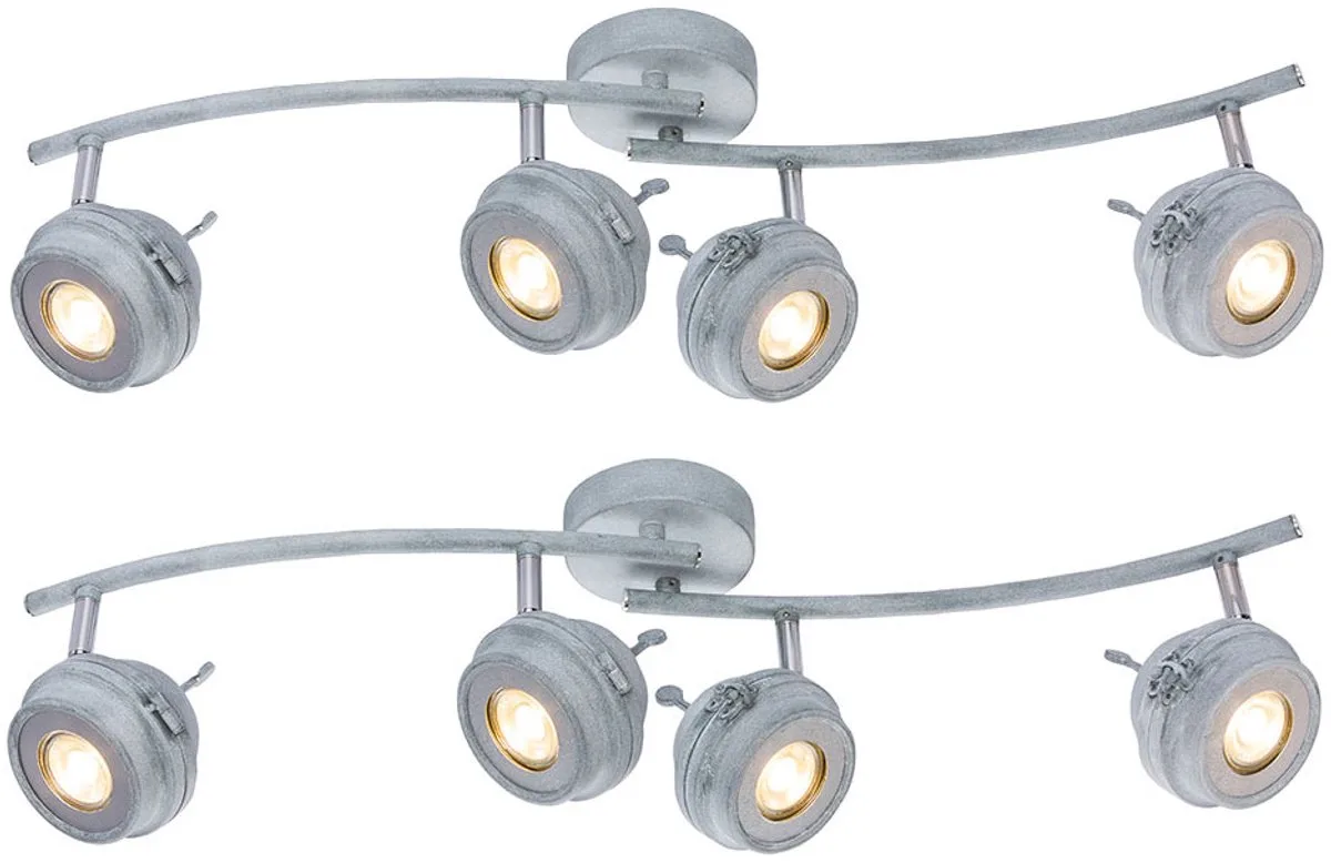 LED plafondlamp 4 vlammen woonkamerlamp spot, spot verstelbaar, metaal antiek, 4x5W 4x 345lm warm wit, set van 2 de Globo en Gris – photo produit