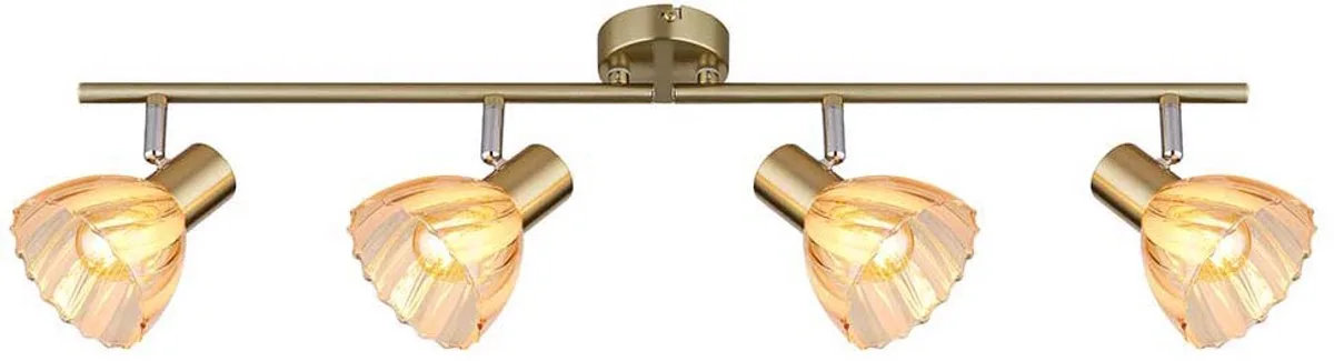 LED plafondlamp 4 vlammen zwart messing woonkamerlamp slaapkamerlamp, metaal glas, 4x 5W 4x 470lm warm wit, LxBxH 70x13x19 cm von Globo in Anthrazit – Produktfoto