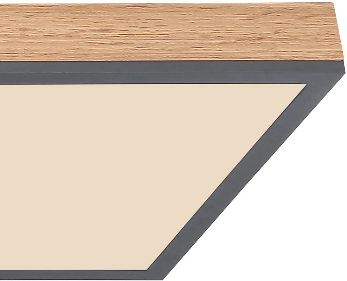 LED plafondlamp afstandsbediening houtlamp woonkamerlamp CCT, nachtlamp, aluminium houtlook grafiet opaal, 1x 36W 2250Lm warm-koud wit, L 120 cm från Globo i Brun – produktbild