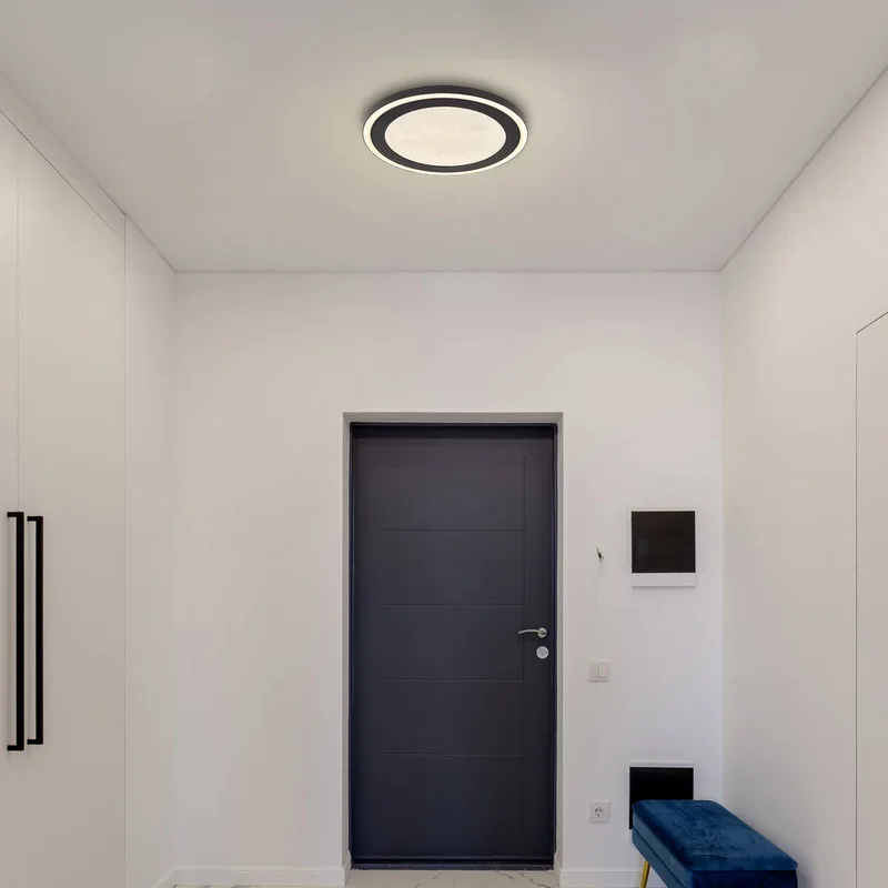 LED-Deckenlampe Davies mit Kristalleffekt Ø 34 cm von Globo in Schwarz, Opaal – Produktfoto