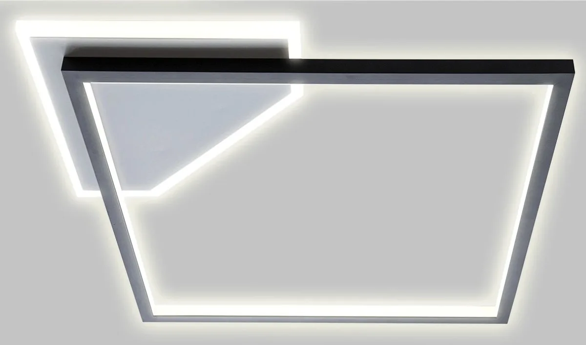 LED plafondlamp design licht dimbaar geïntegreerde stappenschakelaar, metaal, 24W 2700Lm warm wit, LxBxH 46,6x46,6x5,7 cm fra Globo i Sort – produktbillede