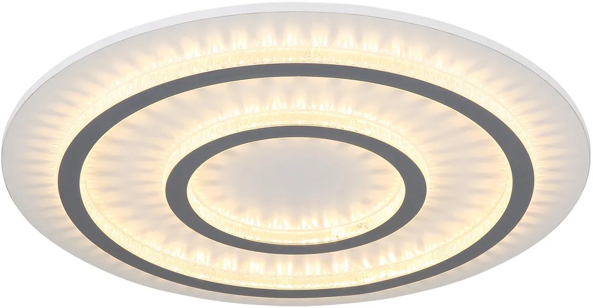 LED plafondlamp dimbaar met afstandsbediening kristallen wit woonkamerlamp, kleurverandering, 60W 2100lm warm wit-koud wit, D 55 x 6 cm de Globo en Blanc – photo produit