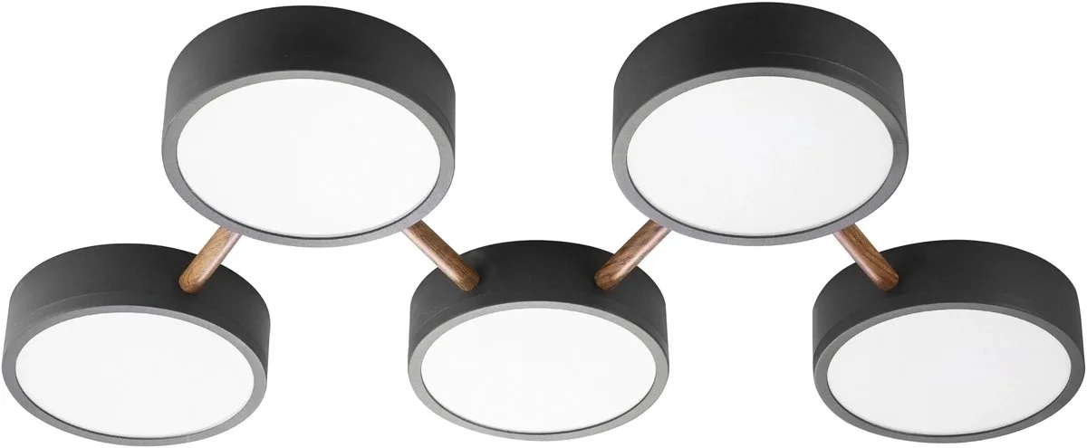 LED plafondlamp dimbaar ronde LED dimbare lamp slaapkamer modern, houtlook 25W 3400Lm warm wit, L 74 cm van Globo in Zwart – productfoto