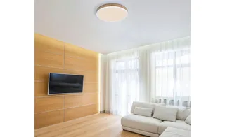 LED-loftslampe Doro Ø 45 cm træ mørk/hvid fra Globo i Hvid, Donker hout – produktbillede 3 af 3
