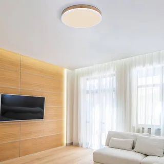 LED-loftslampe Doro Ø 45 cm træ mørk/hvid fra Globo i Hvid, Donker hout – produktbillede 1 af 3