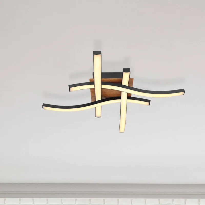 LED plafondlamp Evita in houtoptiek by Globo in Black, Donker hout – product photo