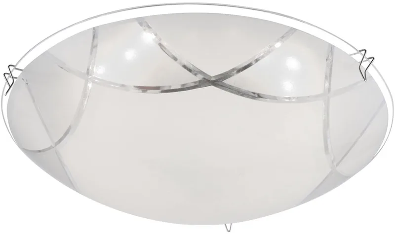 LED plafondlamp glas modern woonkamerverlichting plafond chroom halverlichting wit, mat nikkel opaal, 1x LED 8W 640Lm warm wit, D 25 cm de Globo en Blanc – photo produit