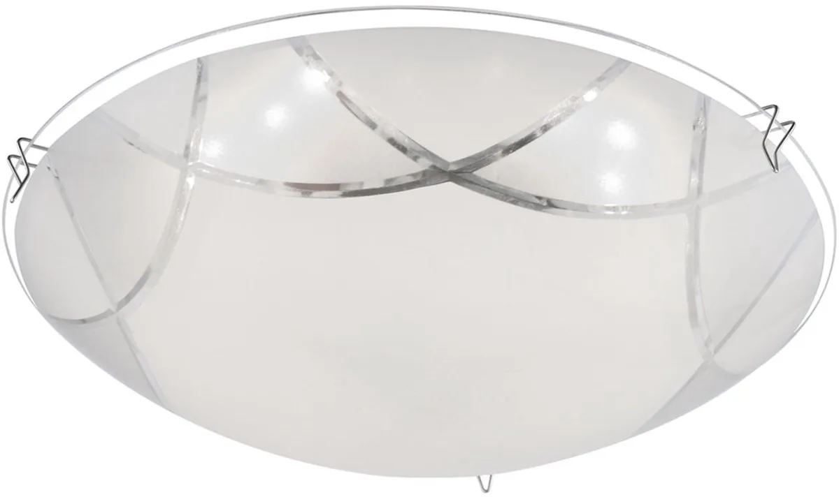 LED plafondlamp glas moderne woonkamerlamp plafond chroom hallamp wit, mat nikkel opaal, 1x LED 8W 640Lm warm wit, D 25 cm de Globo en Blanc – photo produit
