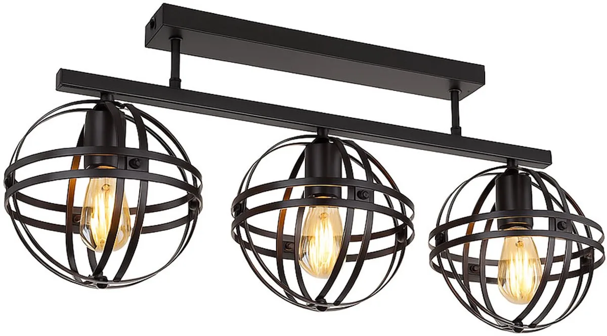 LED plafondlamp globes woonkamer lamp 3-bol filament raster, metaal, 3x 6W 806Lm gebroken wit, LxBxH 70x20x32 cm von Globo in Schwarz – Produktfoto