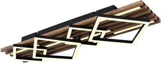 LED plafondlamp hout woonkamer lamp vierkantjes, MDF metaal, 42W 2160Lm warm wit, LxBxH 82x31x9,5 cm by Globo in Hout Zwart – product photo 1 of 3