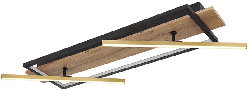 LED plafondlamp houtlamp messing woonkamerlamp verstelbaar, metaal aluminium MDF, 32W 1550lm 3000K warm wit, L 81,5 cm de Globo en Noir – photo produit