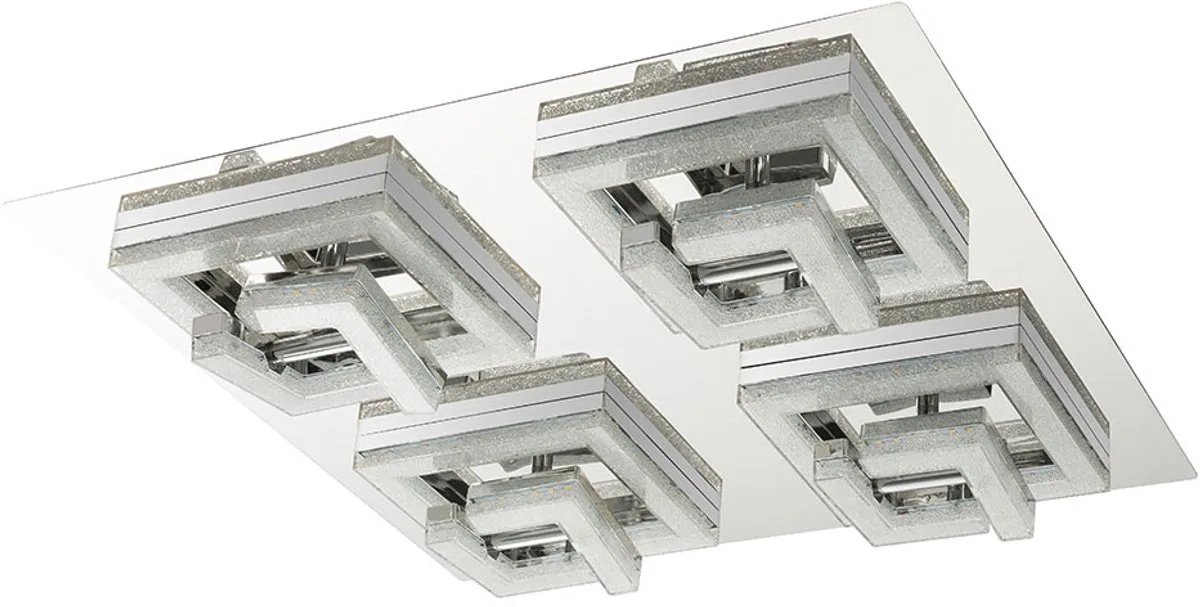 LED plafondlamp kristallen chroom woonkamer, LED 36W 2348Lm warm wit, HxBxD 9x48x48 cm de Globo en Argent – photo produit