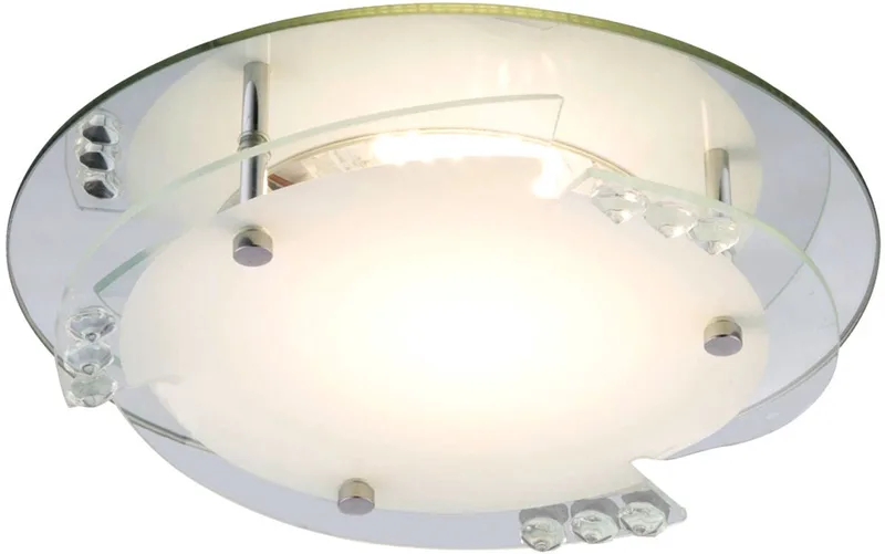 LED plafondlamp kristallen glas wit woonkamerverlichting wit, 12W 680Lm warm wit, DxH 25x9,5 cm by Globo in White – product photo