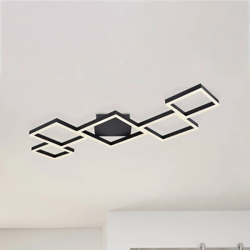 LED plafondlamp Kurio, 5-lamps, zwart, CTT de Globo en Noir, Opaal – photo produit