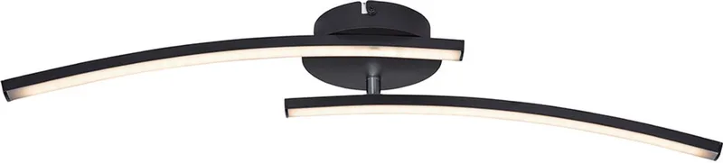 LED plafondlamp Moderne daglicht woonkamer, mat staaf design, 1x LED 12W 1000Lm 3000-6000K, LxBxH 59x12x11 cm von Globo in Schwarz – Produktfoto