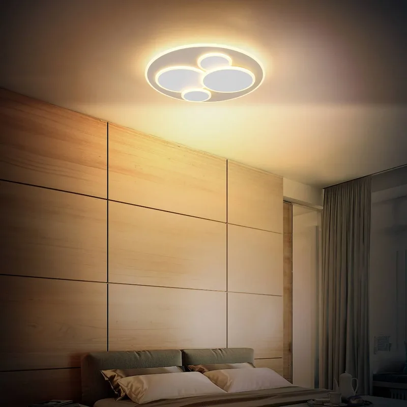LED plafondlamp Monty, Ø 49 cm, wit/zandkleurig metaal/kunststof by Globo in Zand, White – product photo