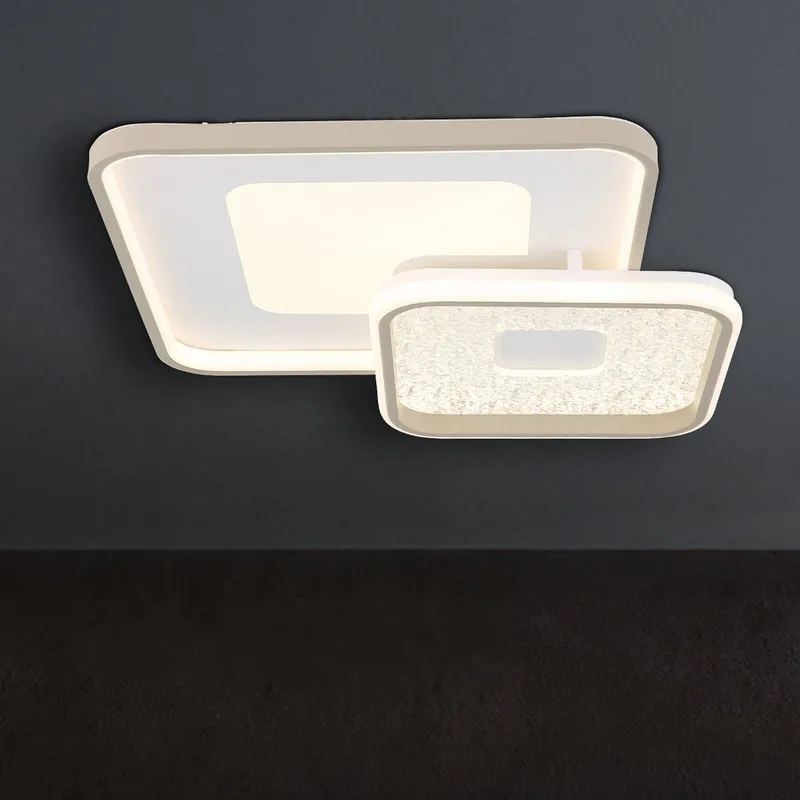LED plafondlamp Mosaiko, lengte 50 cm, wit/zandkleurig metaal de Globo en Zand, Blanc – photo produit